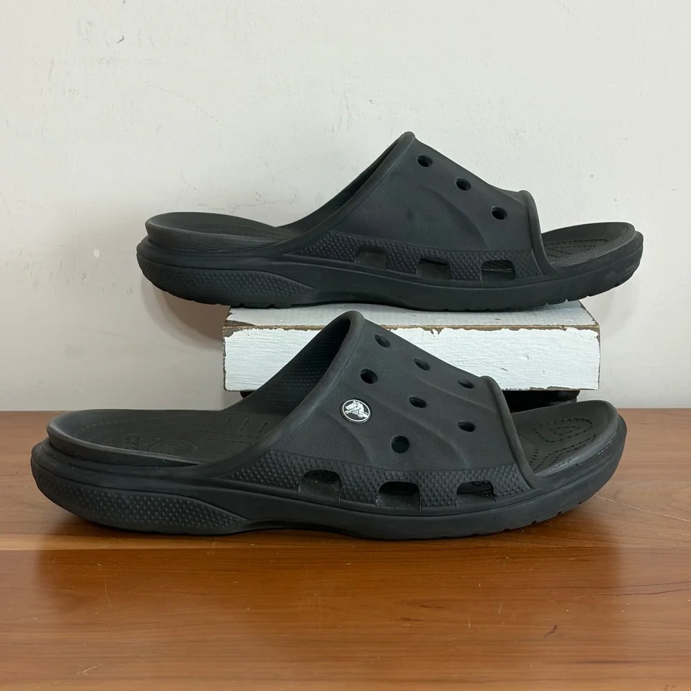 Crocs Baya II Slide Sandals Black Mens 10 Womens 12 Athletic Slip On Shoes